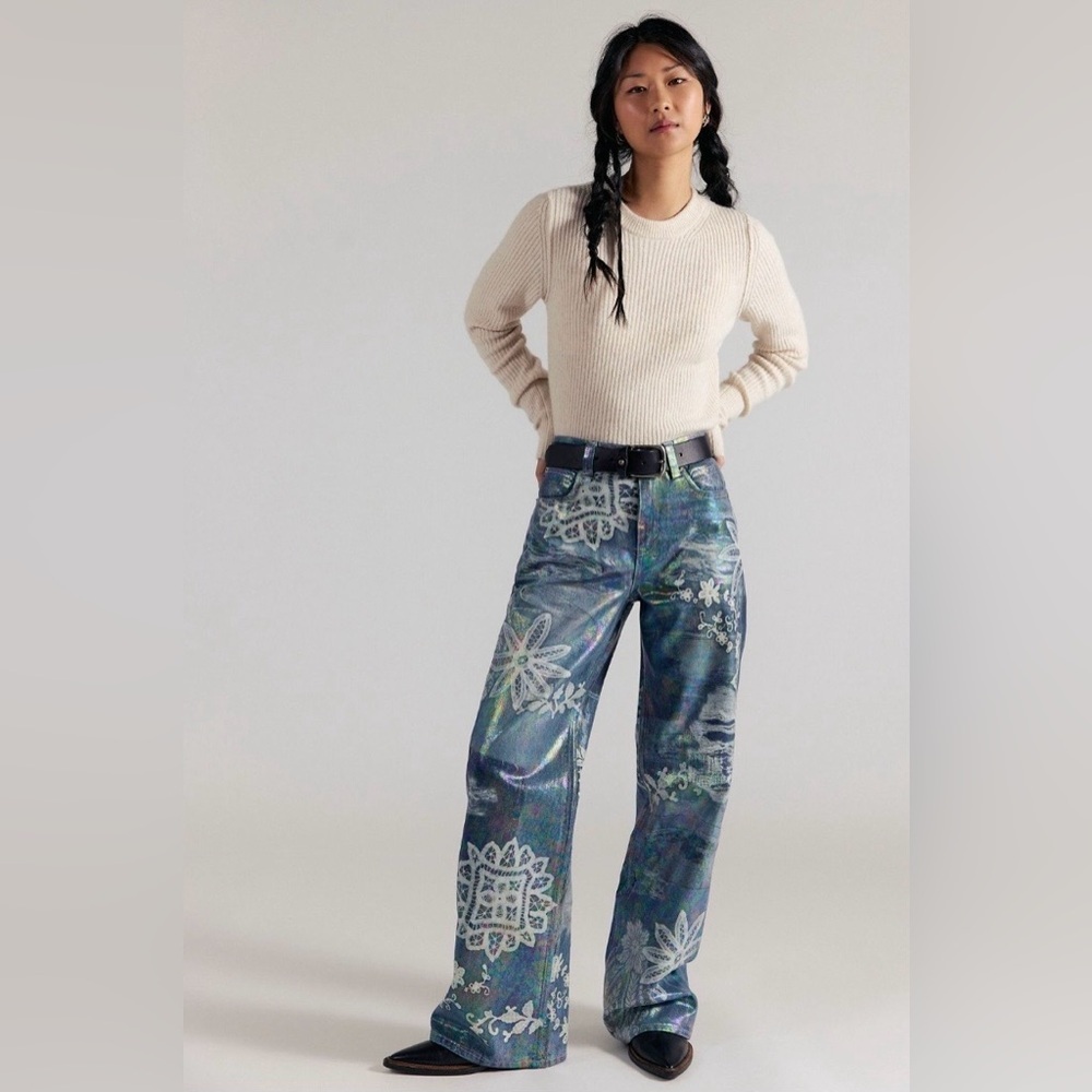 We The Free Tinsley Printed High-Rise Illusions Jeans Size 26 NWT